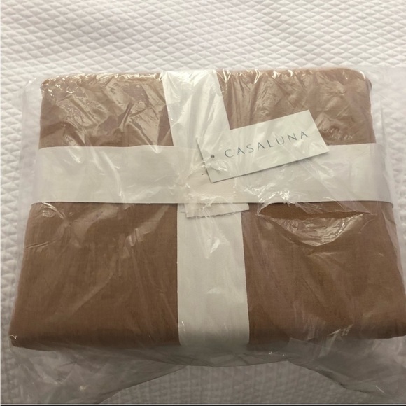 Full/Queen Heavyweight Linen Blend Duvet Cover & Sham Set Warm Brown - Casaluna - Picture 2 of 7